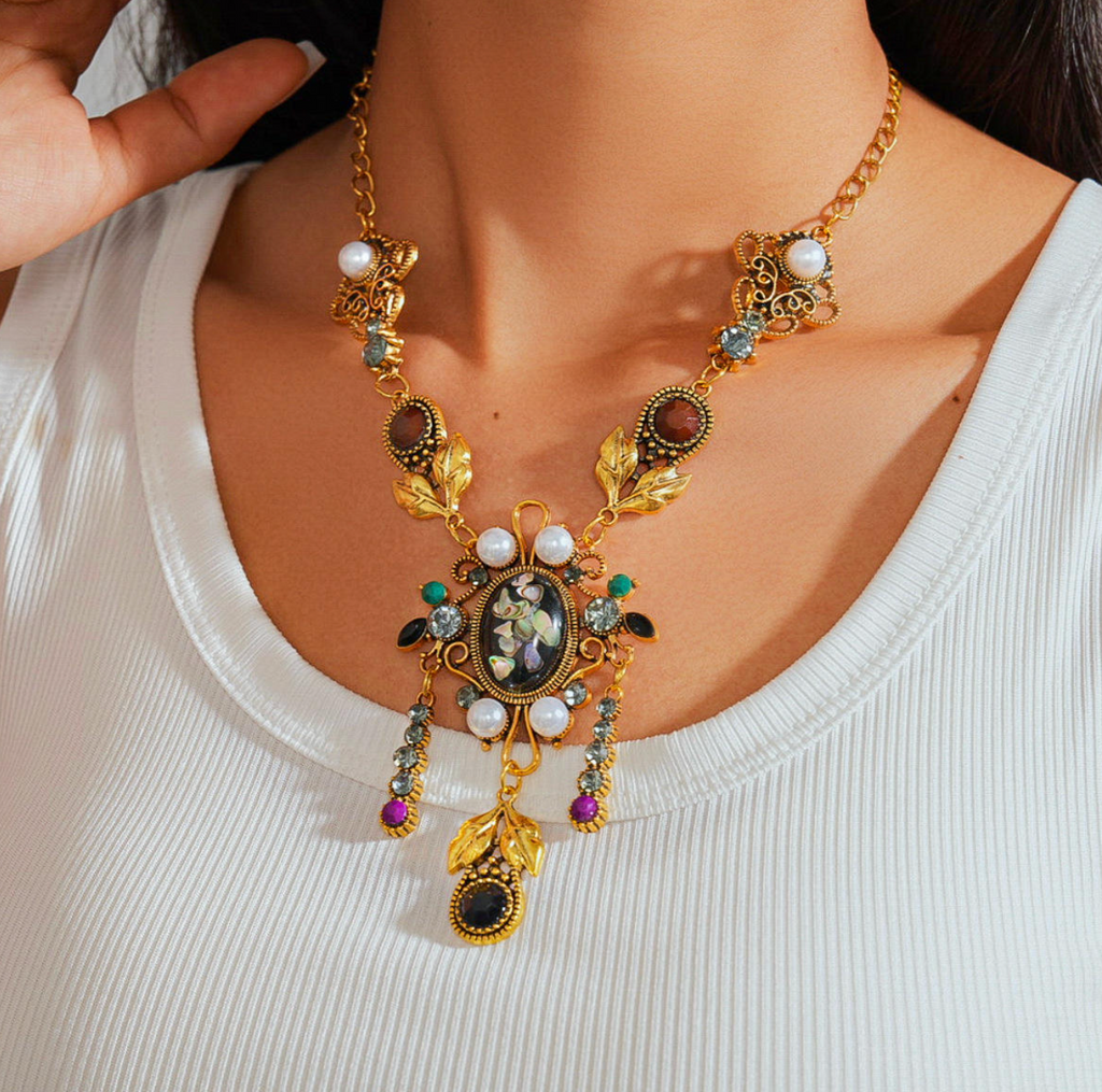 Vintage Luxe Ornate Necklace – Elegant Multi-Layer Statement Jewelry